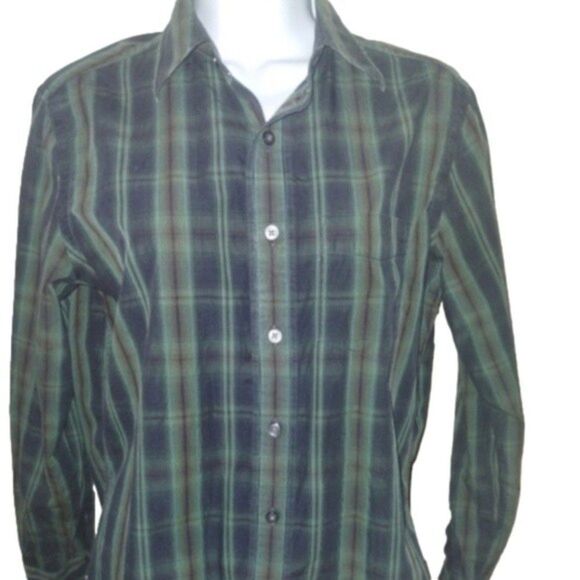 Gap Collared Button Down Shirt - Size XS - Women's - Navy Blue and Green… - Picture 1 of 5